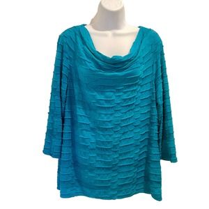 Dana Bachman Stylish Knit Top Turquise Womens Large 0,0,1:A-0015